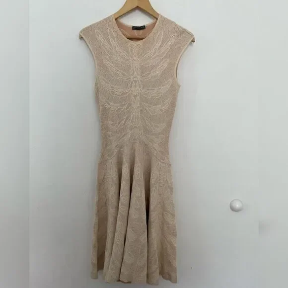 knee length dresses for ladies Alexander McQueen Lace Inset Silk Dress